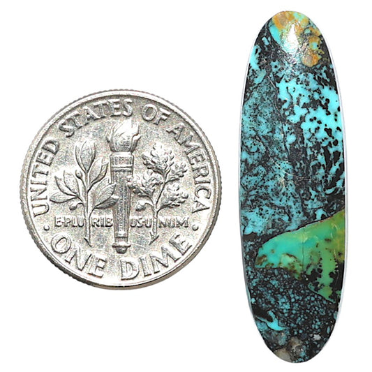 Lucky Charm Tibetan Turquoise 9.7x31.25x3 mm Oval Shape Polished Gemstone LS80-09034