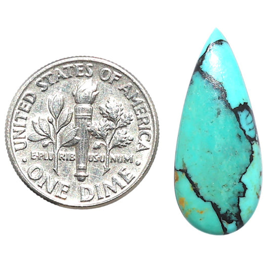 Lucky Charm Tibetan Turquoise 10.4x24.2x3 mm Pear Shape Polished Gemstone LS80-09035