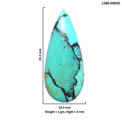 Lucky Charm Tibetan Turquoise 10.4x24.2x3 mm Pear Shape Polished Gemstone LS80-09035