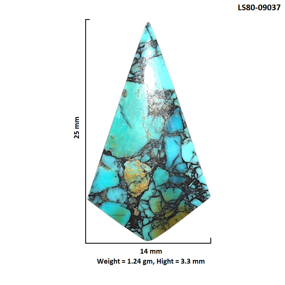 Lucky Charm Tibetan Turquoise 14x25x3.3 mm Fancy Shape Polished Gemstone LS80-09037