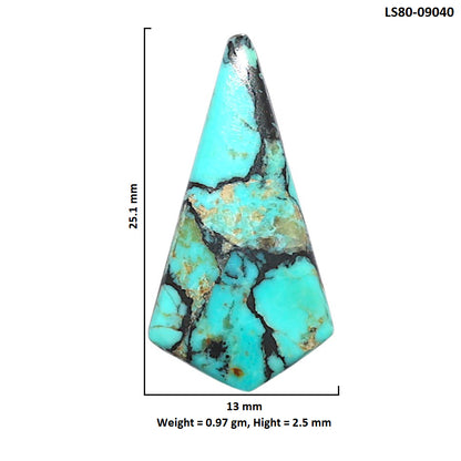 Lucky Charm Tibetan Turquoise 13x25.1x2.5 mm Fancy Shape Polished Gemstone LS80-09040
