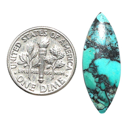 Lucky Charm Tibetan Turquoise 10x26.1x3.4 mm Marquise Shape Polished Gemstone LS80-09043
