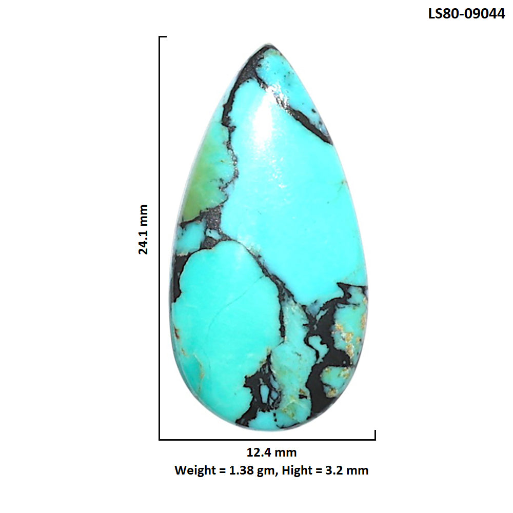 Lucky Charm Tibetan Turquoise 12.4x24.1x3.2 mm Pear Shape Polished Gemstone LS80-09044