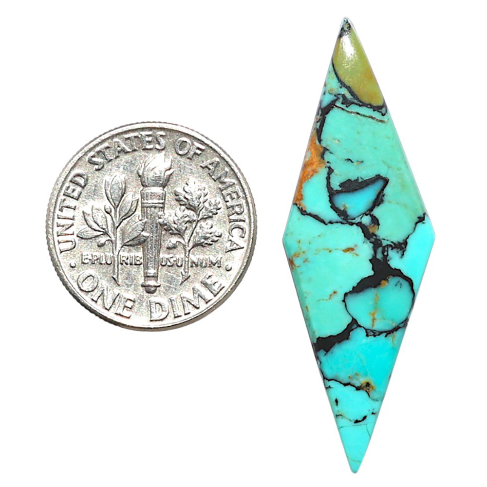 Lucky Charm Tibetan Turquoise 13x38.6x3 mm Fancy Shape Polished Gemstone LS80-09045