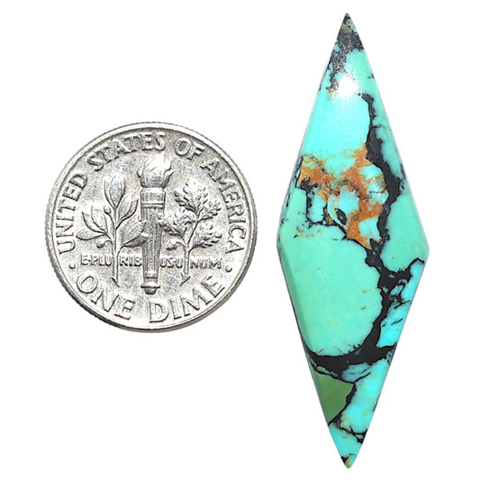 Lucky Charm Tibetan Turquoise 13x38.45x3.3 mm Fancy Shape Polished Gemstone LS80-09046