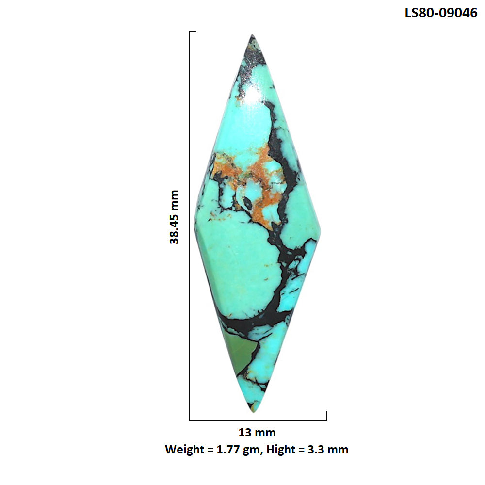 Lucky Charm Tibetan Turquoise 13x38.45x3.3 mm Fancy Shape Polished Gemstone LS80-09046