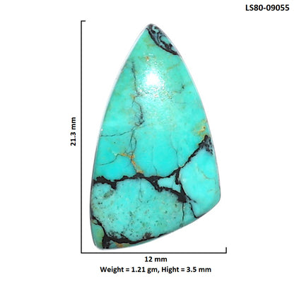 Lucky Charm Tibetan Turquoise 12x21.3x3.5 mm Fancy Shape Polished Gemstone LS80-09055
