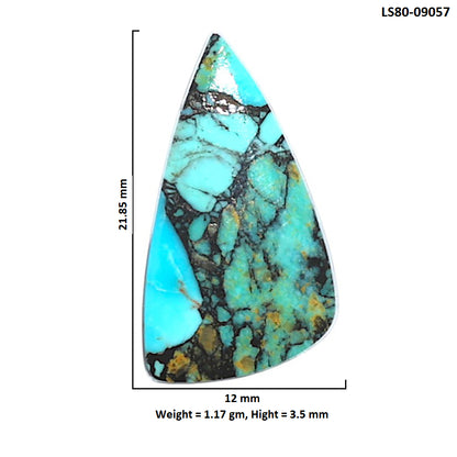 Lucky Charm Tibetan Turquoise 12x21.85x3.5 mm Fancy Shape Polished Gemstone LS80-09057