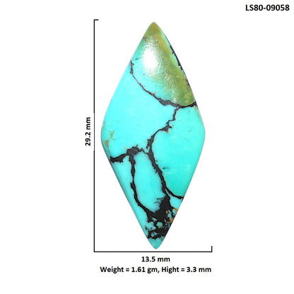Lucky Charm Tibetan Turquoise 13.5x29.2x3.3 mm Marquise Shape Polished Gemstone LS80-09058