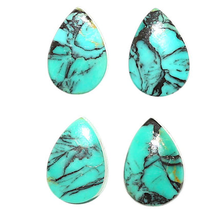 Natural Lucky Charm Tibetan Turquoise 8x11.8x4 mm Pear Shape Polished Gemstone Set of 4 LS80-09406