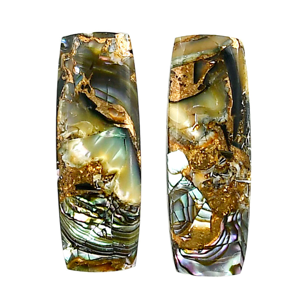 Copper Abalone Shell Pair 9.6x26.25x3 mm Baguette Shape Polished Gemstone LS81-04988
