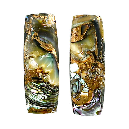 Copper Abalone Shell Pair 9.6x26.25x3 mm Baguette Shape Polished Gemstone LS81-04988