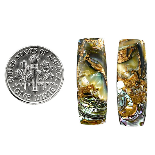 Copper Abalone Shell Pair 9.6x26.25x3 mm Baguette Shape Polished Gemstone LS81-04988