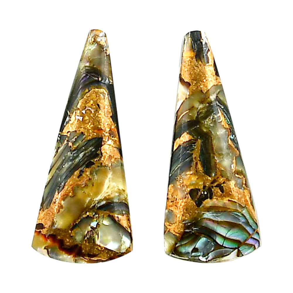 Copper Abalone Shell Pair 11.5x26.85x3.5 mm Fancy Shape Polished Gemstone LS81-04990