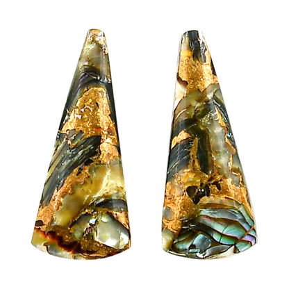 Copper Abalone Shell Pair 11.5x26.85x3.5 mm Fancy Shape Polished Gemstone LS81-04990