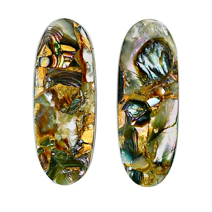 Copper Abalone Shell Pair 10.3x27.3x3 mm Oval Shape Polished Gemstone LS81-04991