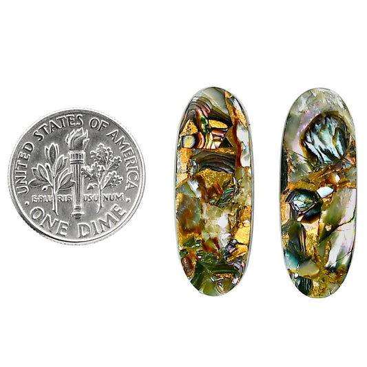 Copper Abalone Shell Pair 10.3x27.3x3 mm Oval Shape Polished Gemstone LS81-04991