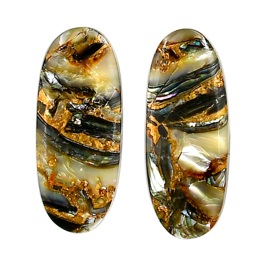 Copper Abalone Shell Pair 11.1x26.7x3 mm Oval Shape Polished Gemstone LS81-04992