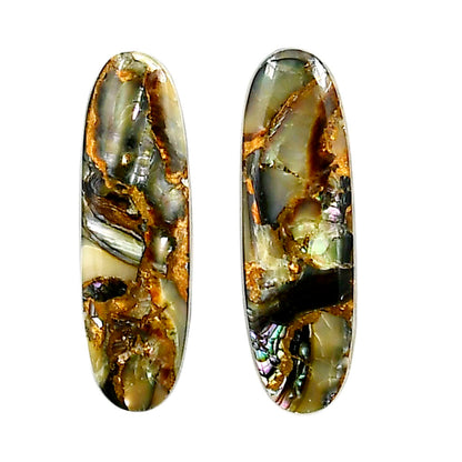 Copper Abalone Shell Pair 8.4x26.7x3 mm Oval Shape Polished Gemstone LS81-04993