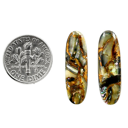 Copper Abalone Shell Pair 8.4x26.7x3 mm Oval Shape Polished Gemstone LS81-04993