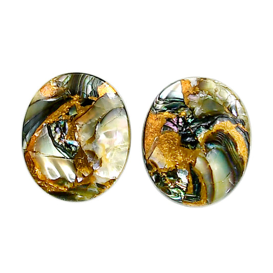 Copper Abalone Shell Pair 15.1x18x3.6 mm Oval Shape Polished Gemstone LS81-04994