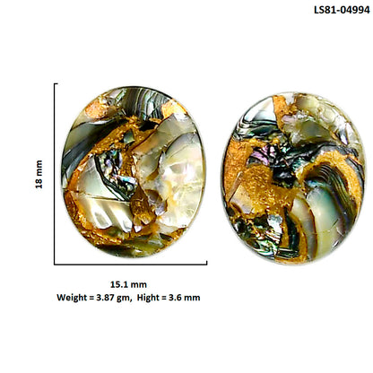 Copper Abalone Shell Pair 15.1x18x3.6 mm Oval Shape Polished Gemstone LS81-04994