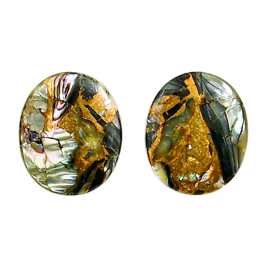 Copper Abalone Shell Pair 14.8x17.6x3.5 mm Oval Shape Polished Gemstone LS81-04995
