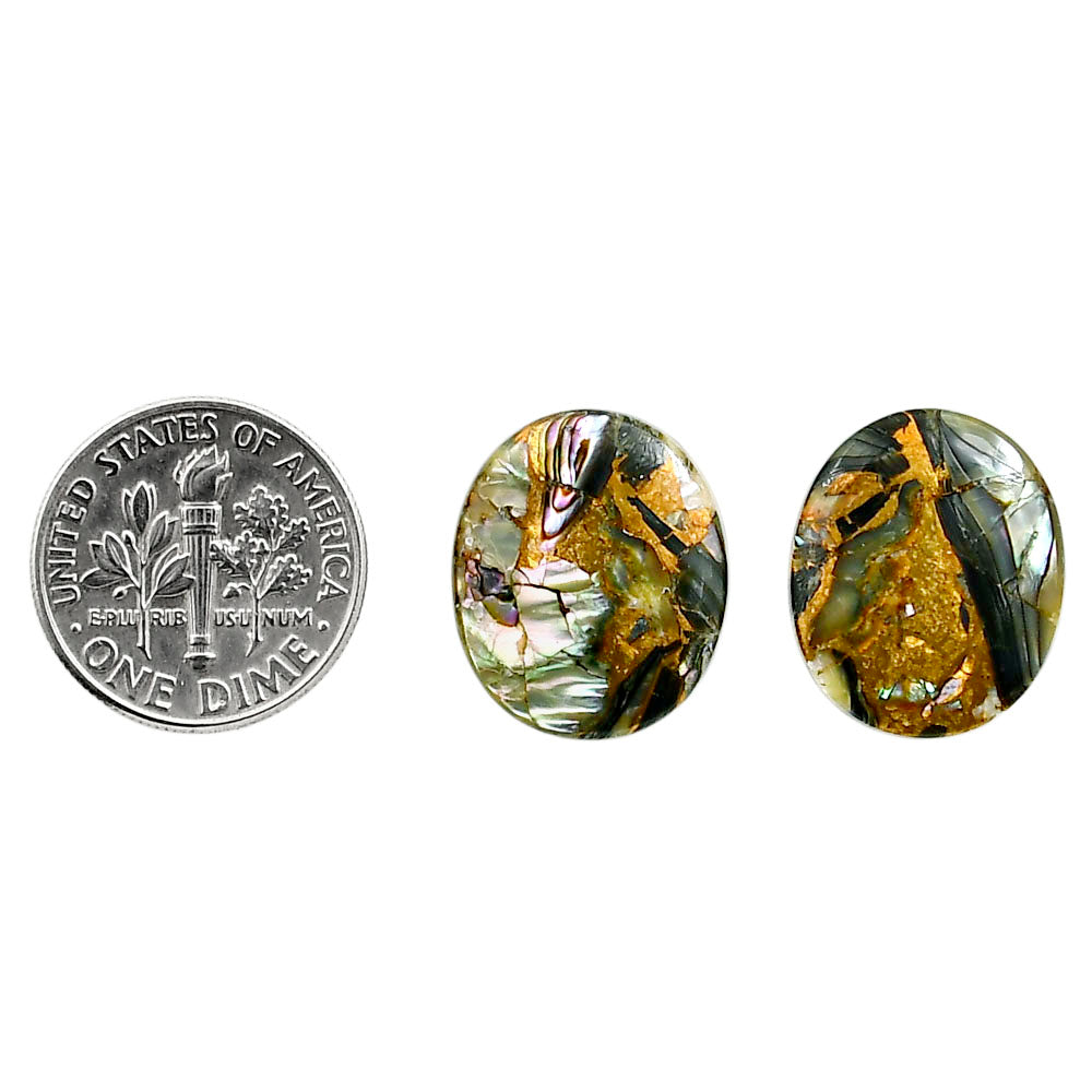 Copper Abalone Shell Pair 14.8x17.6x3.5 mm Oval Shape Polished Gemstone LS81-04995
