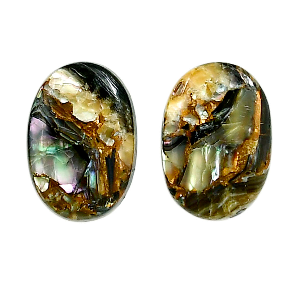 Copper Abalone Shell Pair 12.5x18x3.3 mm Oval Shape Polished Gemstone LS81-04996