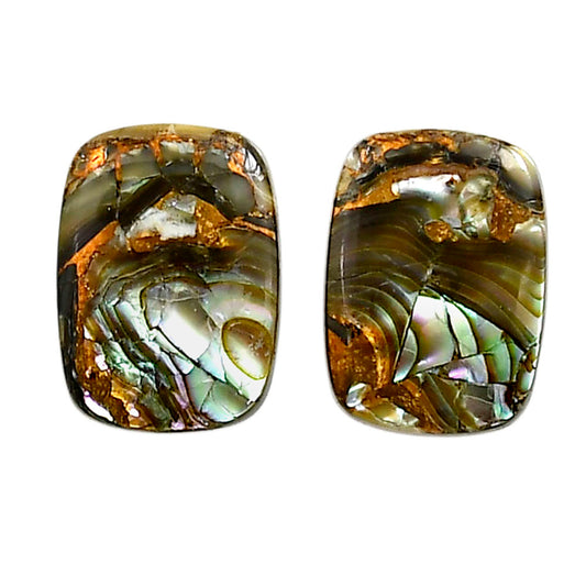 Copper Abalone Shell Pair 13.1x17.9x3.3 mm Cushion Shape Polished Gemstone LS81-04999