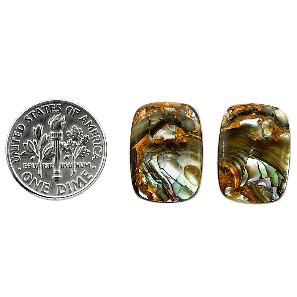 Copper Abalone Shell Pair 13.1x17.9x3.3 mm Cushion Shape Polished Gemstone LS81-04999