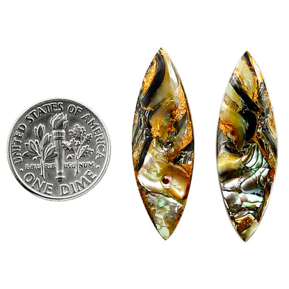 Copper Abalone Shell Pair 10.9x33.2x3.5 mm Marquise Shape Polished Gemstone LS81-05000