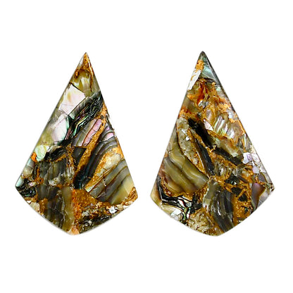 Copper Abalone Shell Pair 21x31.2x2.8 mm Fancy Shape Polished Gemstone LS81-05001