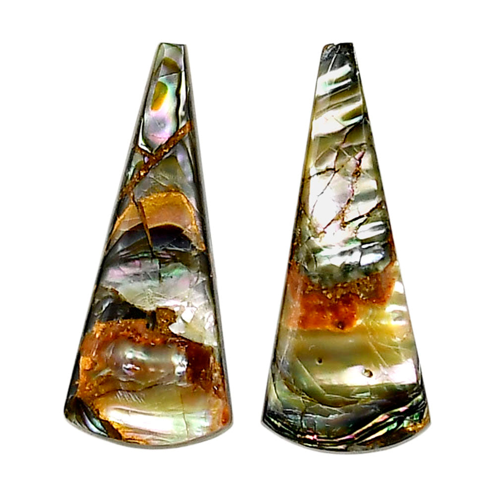 Copper Abalone Shell Pair 11.8x28.2x3 mm Fancy Shape Polished Gemstone LS81-05002