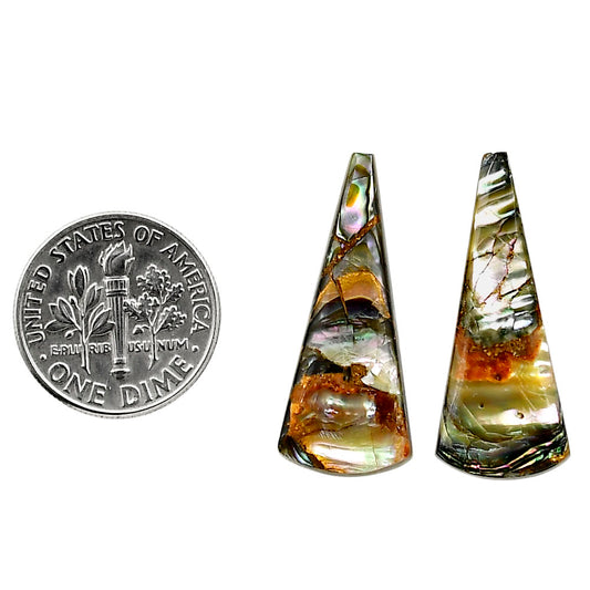 Copper Abalone Shell Pair 11.8x28.2x3 mm Fancy Shape Polished Gemstone LS81-05002