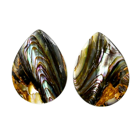 Copper Abalone Shell Pair 15.7x20.8x3.5 mm Heart Shape Polished Gemstone LS81-05003