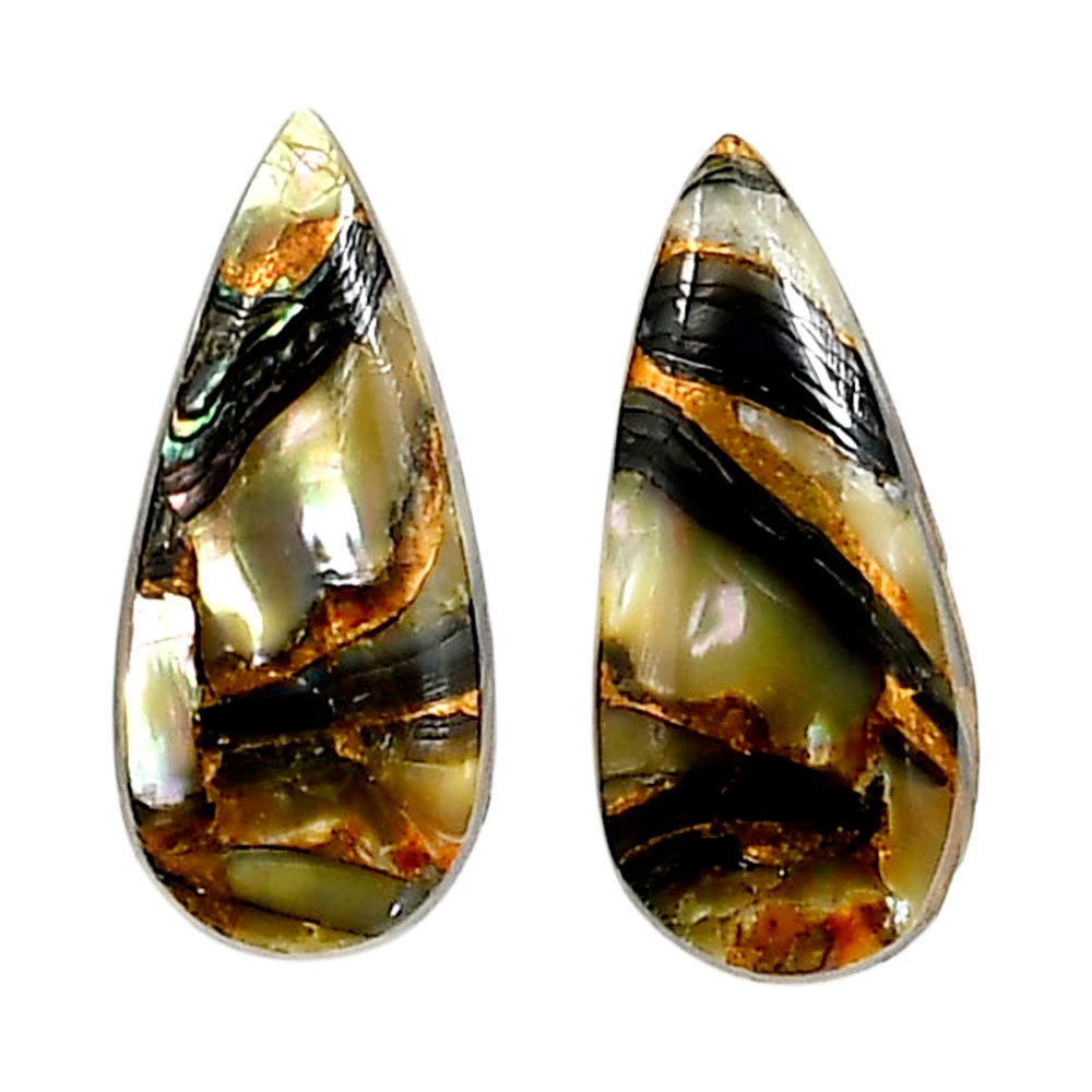 Copper Abalone Shell Pair 9.5x20.9x3.5 mm Pear Shape Polished Gemstone LS81-05004