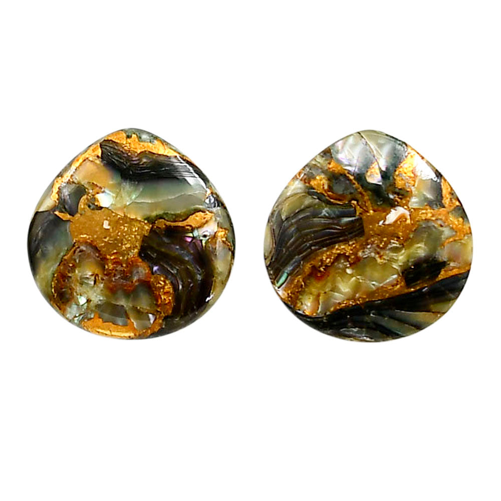 Copper Abalone Shell Pair 18.2x18.5x4 mm Heart Shape Polished Gemstone LS81-05005
