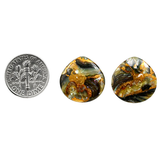 Copper Abalone Shell Pair 18.2x18.5x4 mm Heart Shape Polished Gemstone LS81-05005