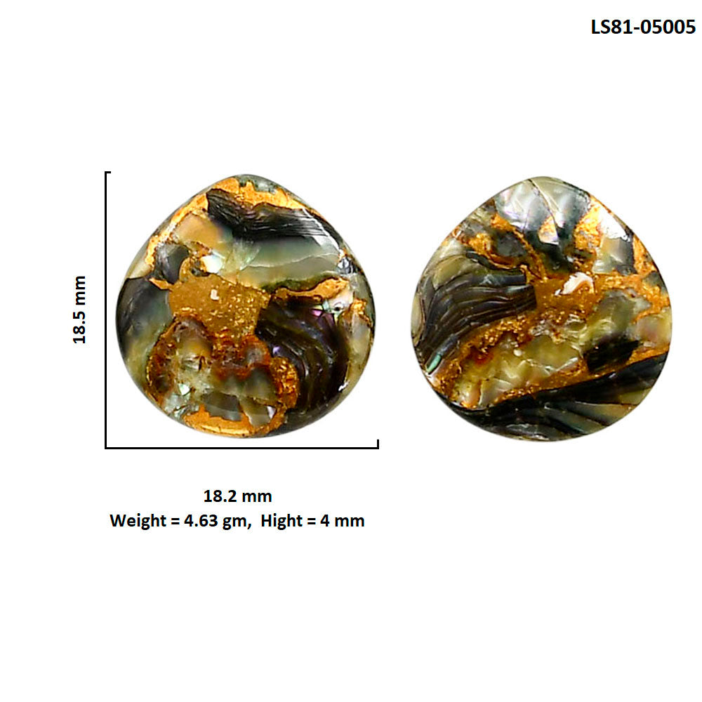 Copper Abalone Shell Pair 18.2x18.5x4 mm Heart Shape Polished Gemstone LS81-05005