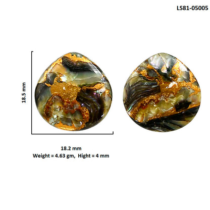Copper Abalone Shell Pair 18.2x18.5x4 mm Heart Shape Polished Gemstone LS81-05005