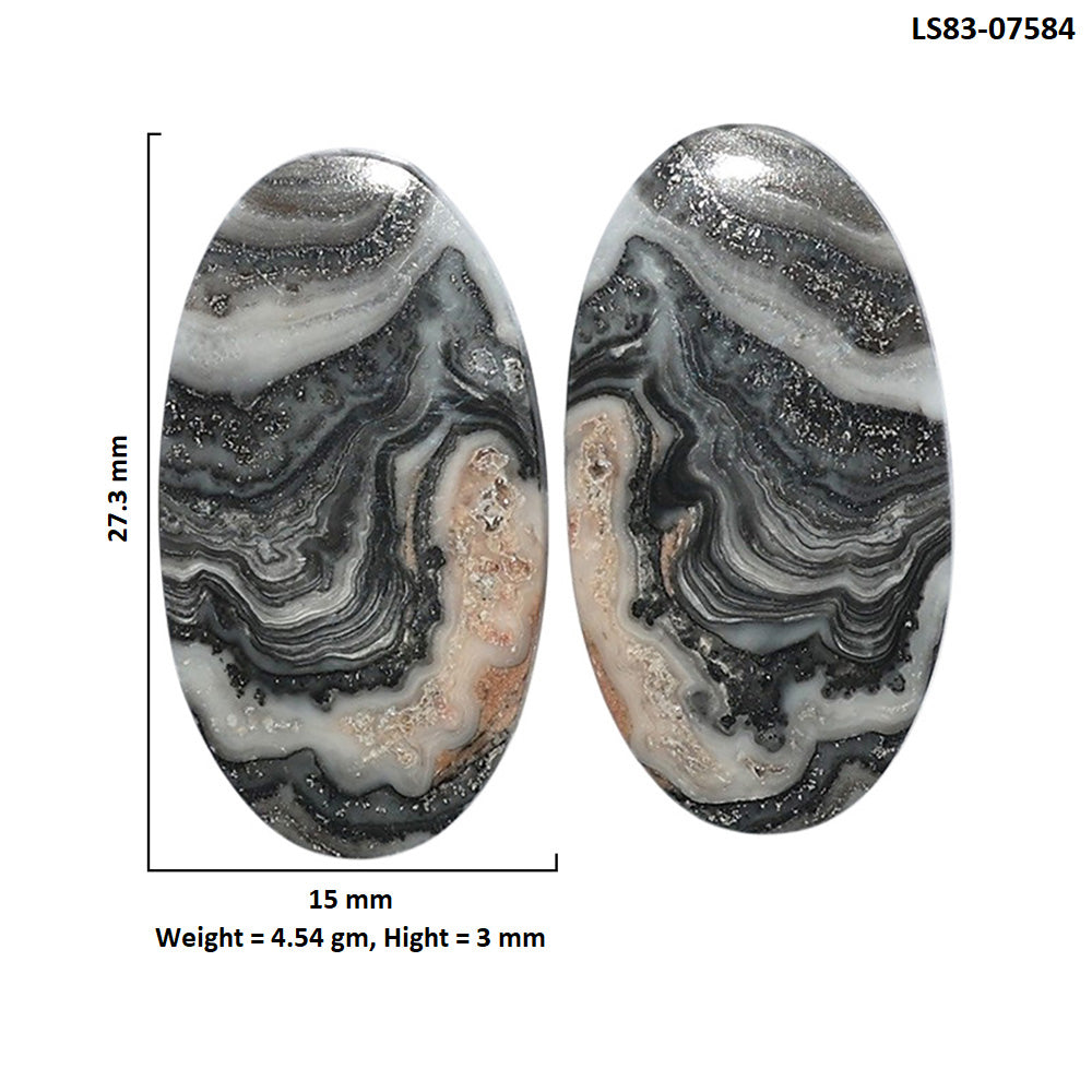 Prairie Agate Pair 15x27.3x3 mm Oval Shape Polished Gemstone LS83-07584