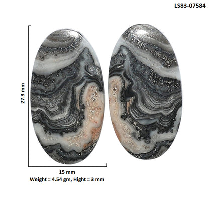 Prairie Agate Pair 15x27.3x3 mm Oval Shape Polished Gemstone LS83-07584