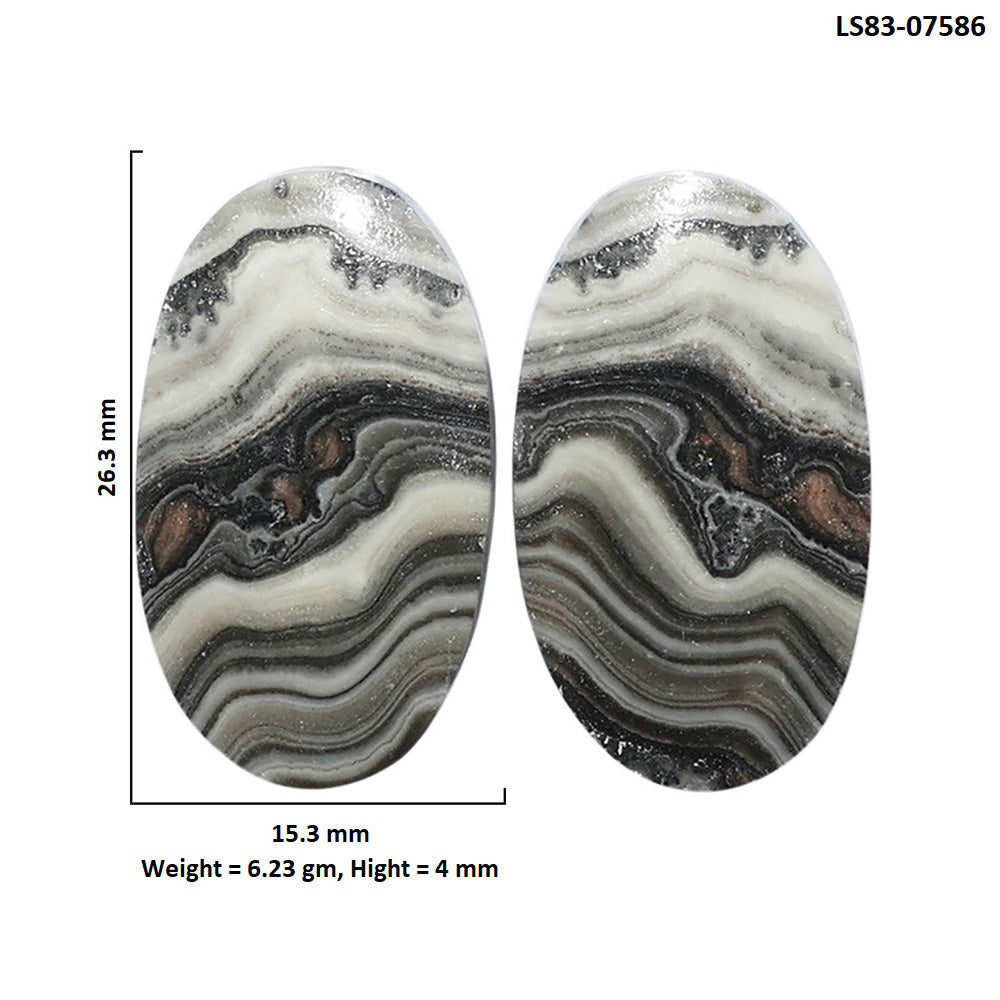 Prairie Agate Pair 15.3x26.3x4 mm Oval Shape Polished Gemstone LS83-07586