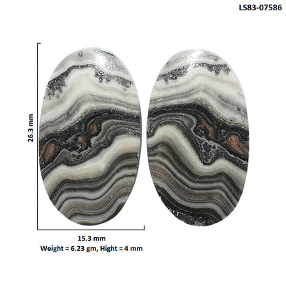 Prairie Agate Pair 15.3x26.3x4 mm Oval Shape Polished Gemstone LS83-07586