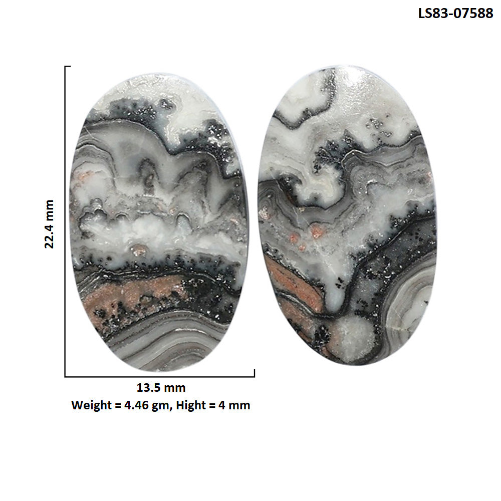 Prairie Agate Pair 13.5x22.4x4 mm Oval Shape Polished Gemstone LS83-07588