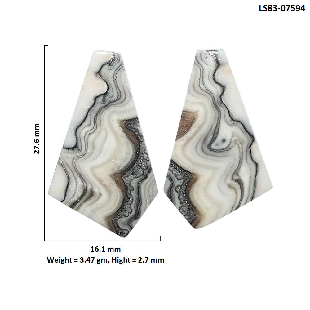 Prairie Agate Pair 16.1x27.6x2.7 mm Fancy Shape Polished Gemstone LS83-07594