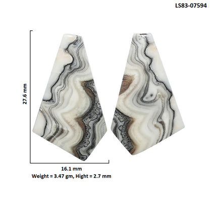 Prairie Agate Pair 16.1x27.6x2.7 mm Fancy Shape Polished Gemstone LS83-07594
