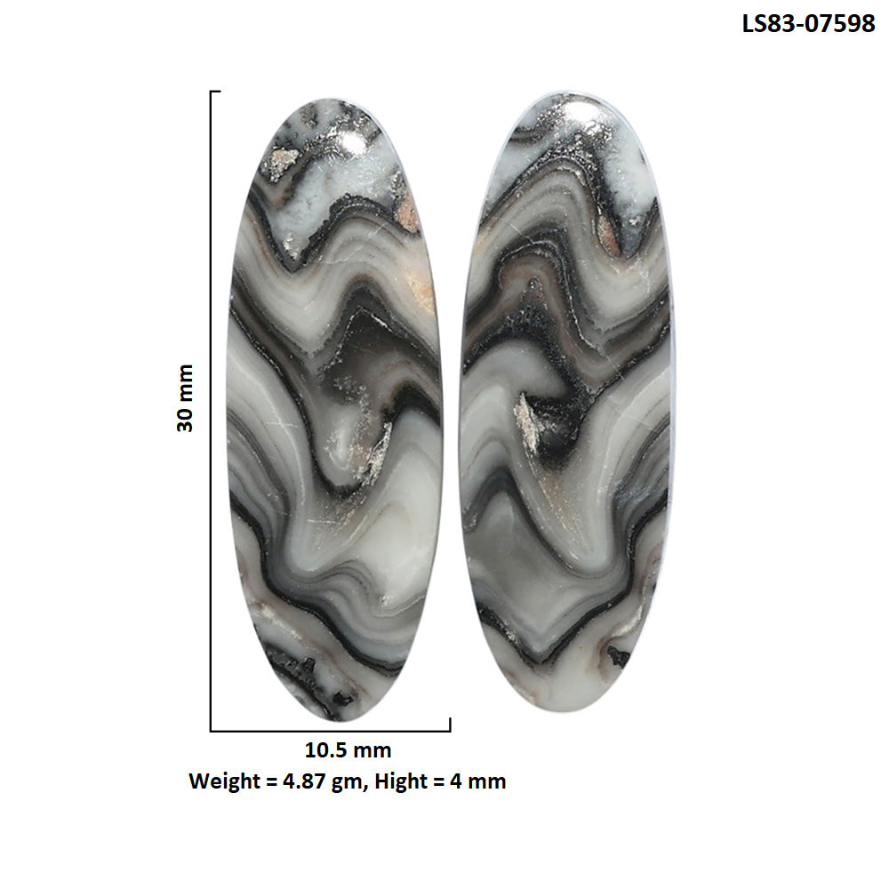 Prairie Agate Pair 10.5x30x4 mm Oval Shape Polished Gemstone LS83-07598