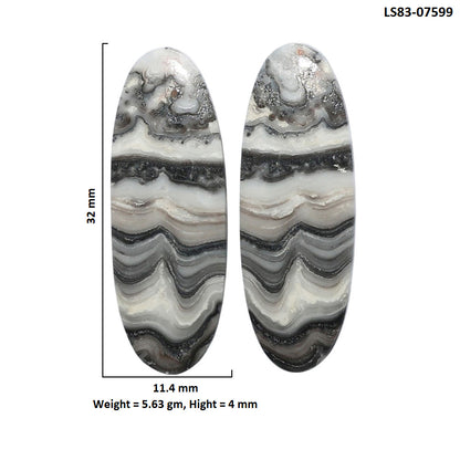 Prairie Agate Pair 11.4x32x4 mm Oval Shape Polished Gemstone LS83-07599